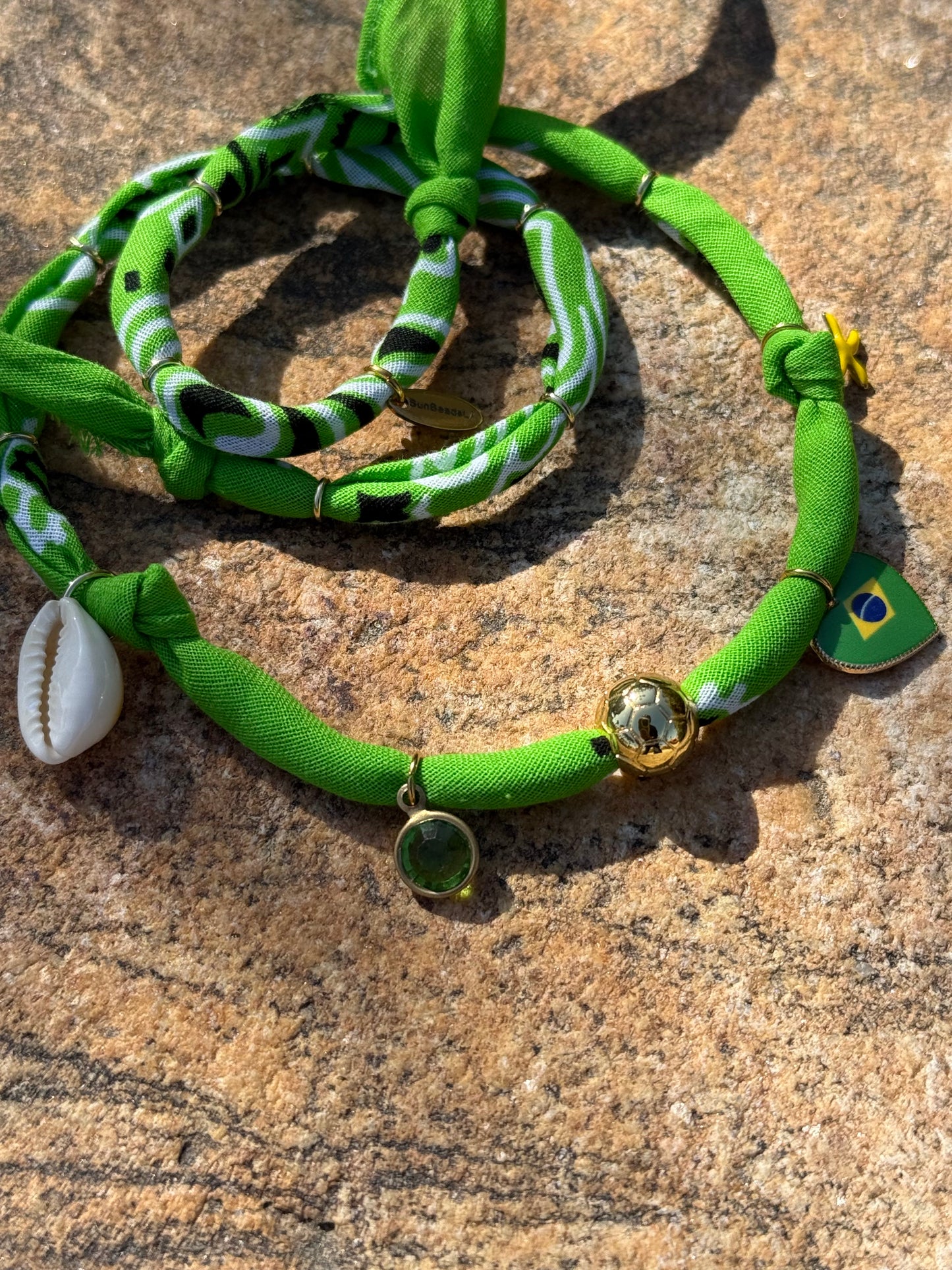WORLD CUP BRAZIL LOVE // Vivid Green Handmade Bandana Necklace