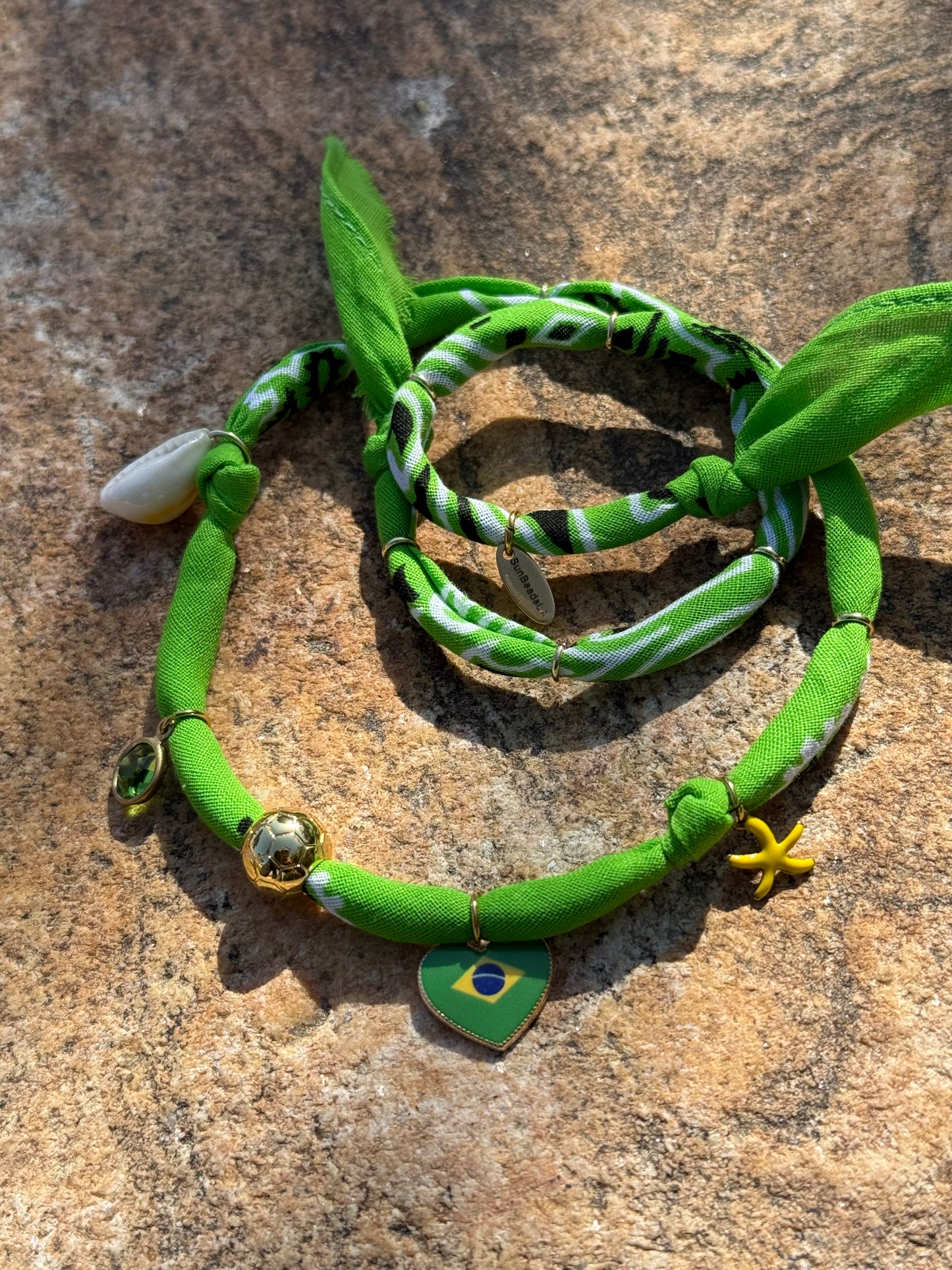 WORLD CUP BRAZIL LOVE // Vivid Green Handmade Bandana Necklace