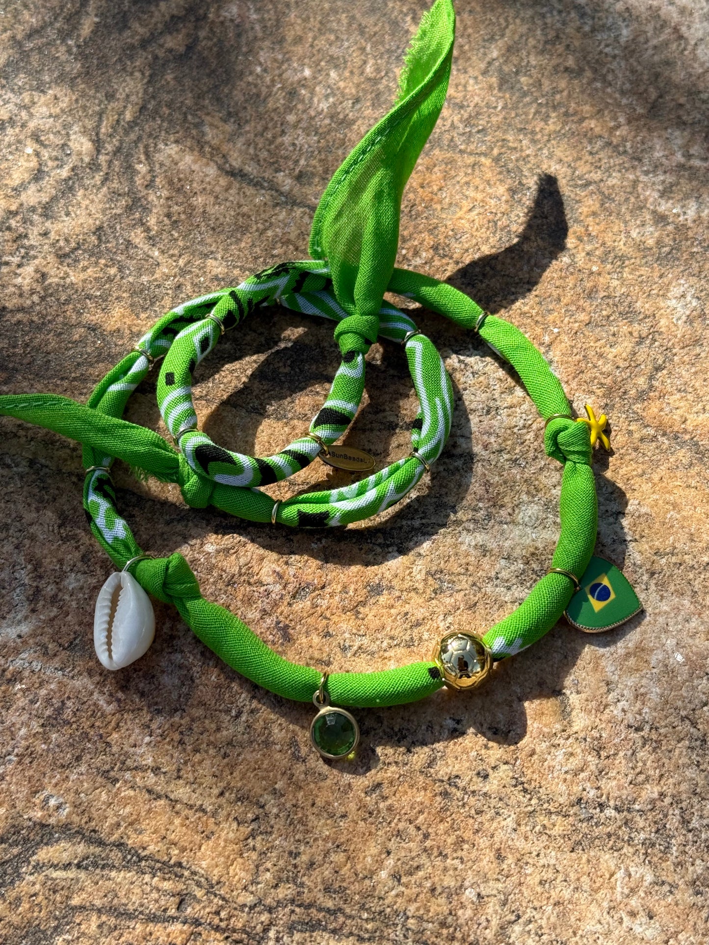 WORLD CUP BRAZIL LOVE // Vivid Green Handmade Bandana Necklace