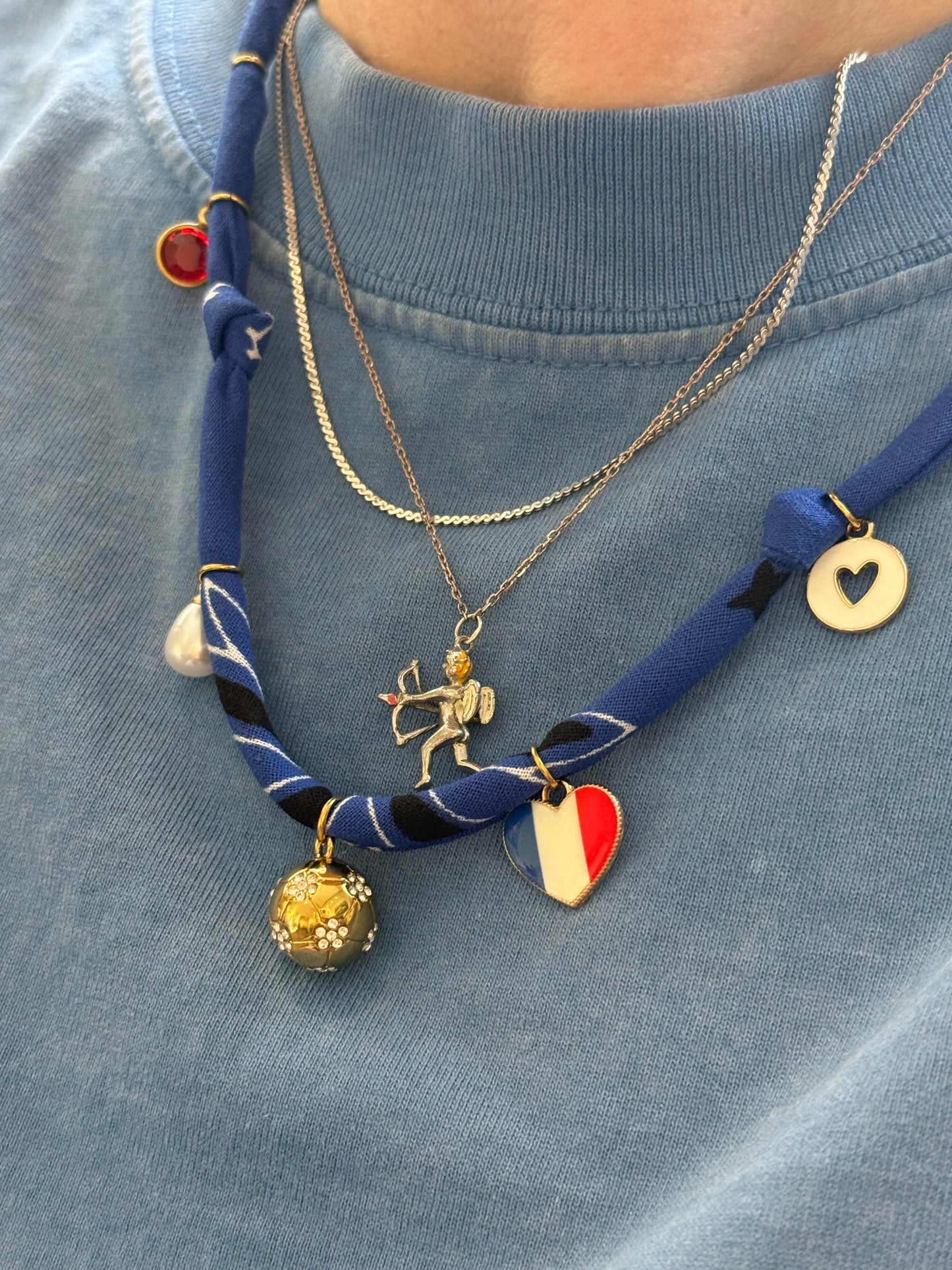 WORLD CUP FRANCE LOVE // Royal Blue Handmade Bandana Necklace