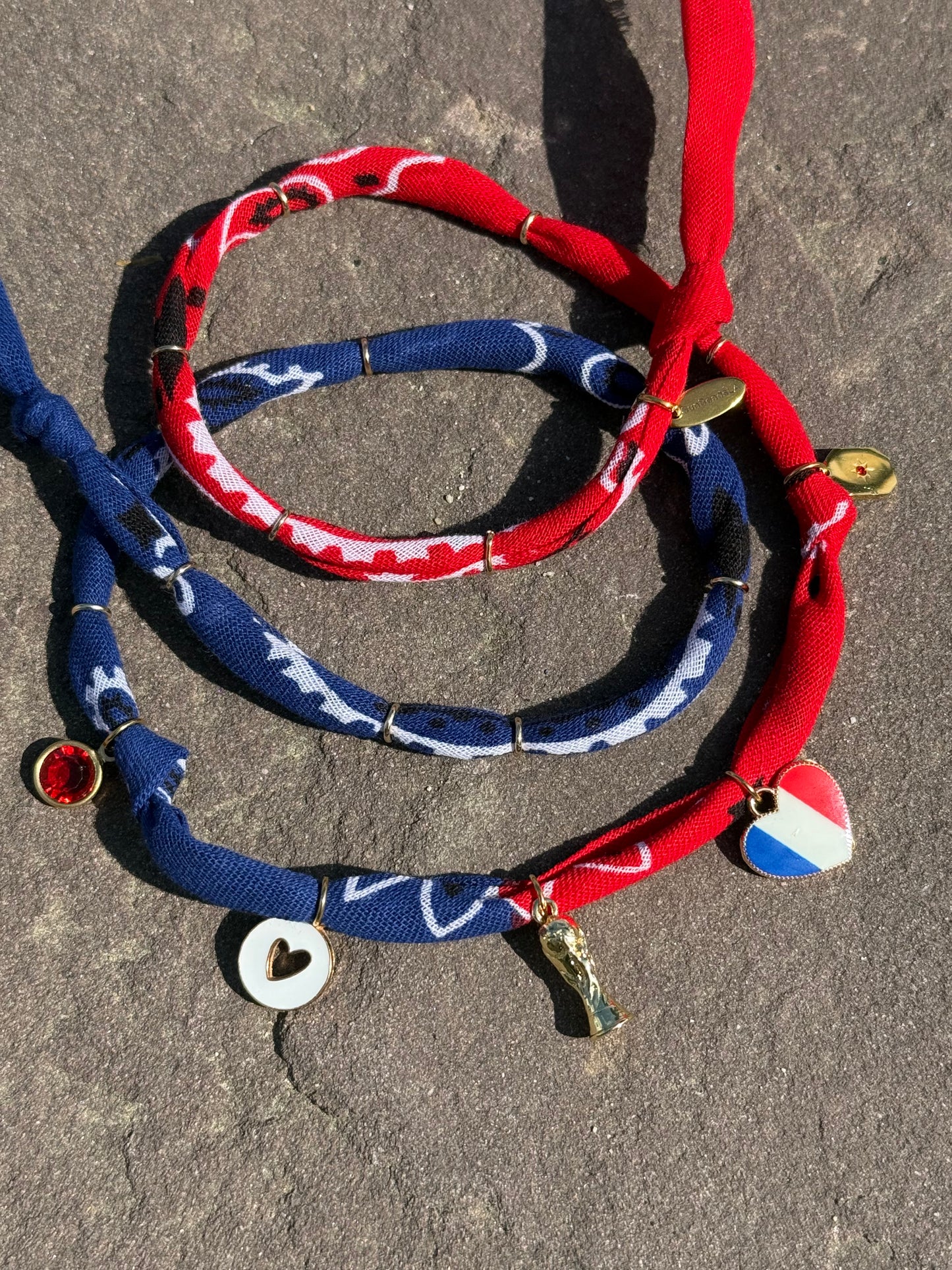 WORLD CUP FRANCE LOVE // Bicolor Handmade Bandana Necklace