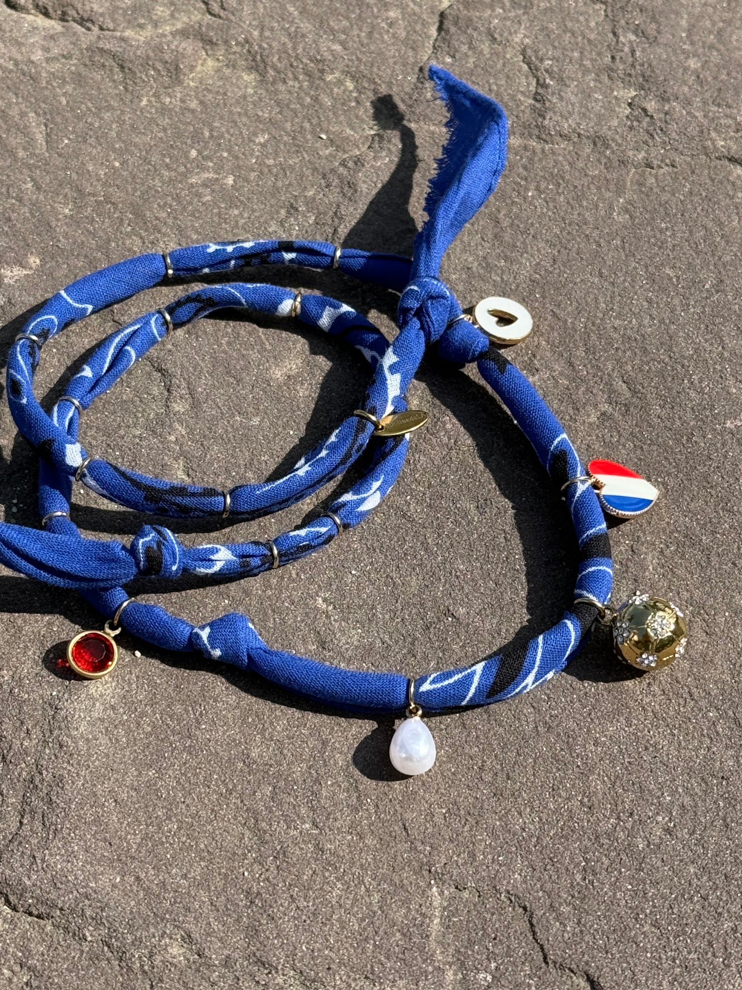 WORLD CUP FRANCE LOVE // Royal Blue Handmade Bandana Necklace