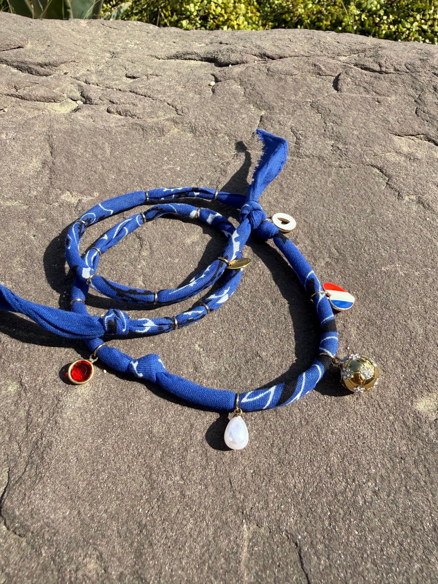 WORLD CUP FRANCE LOVE // Royal Blue Handmade Bandana Necklace