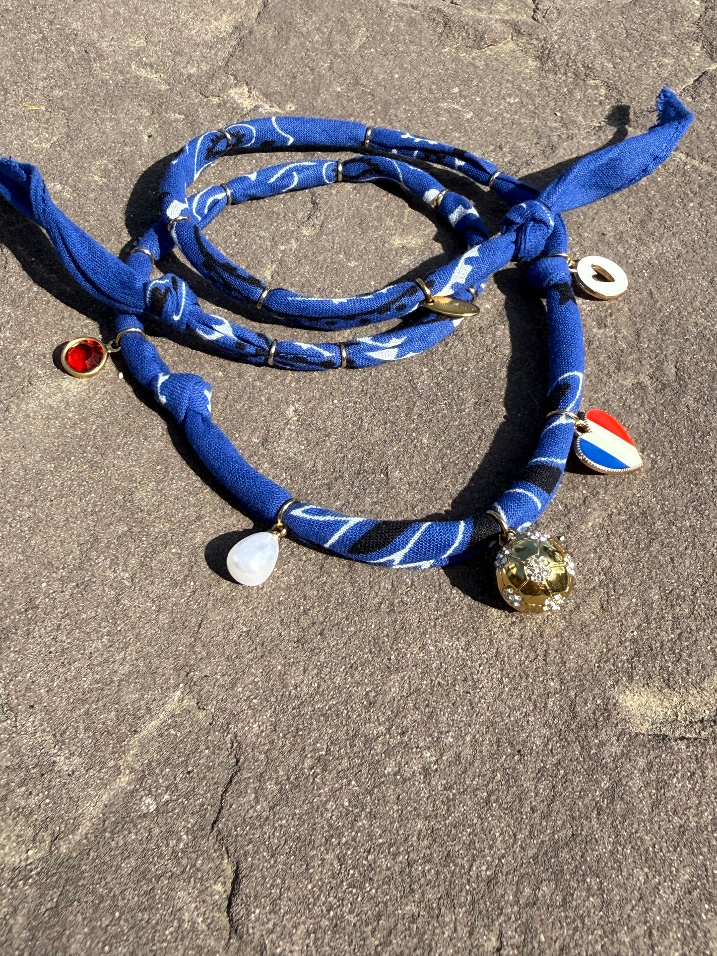 WORLD CUP FRANCE LOVE // Royal Blue Handmade Bandana Necklace