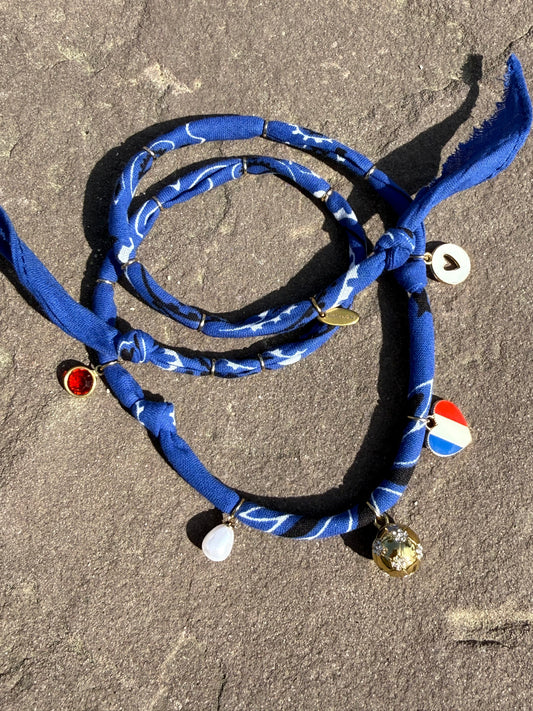 WORLD CUP FRANCE LOVE // Royal Blue Handmade Bandana Necklace