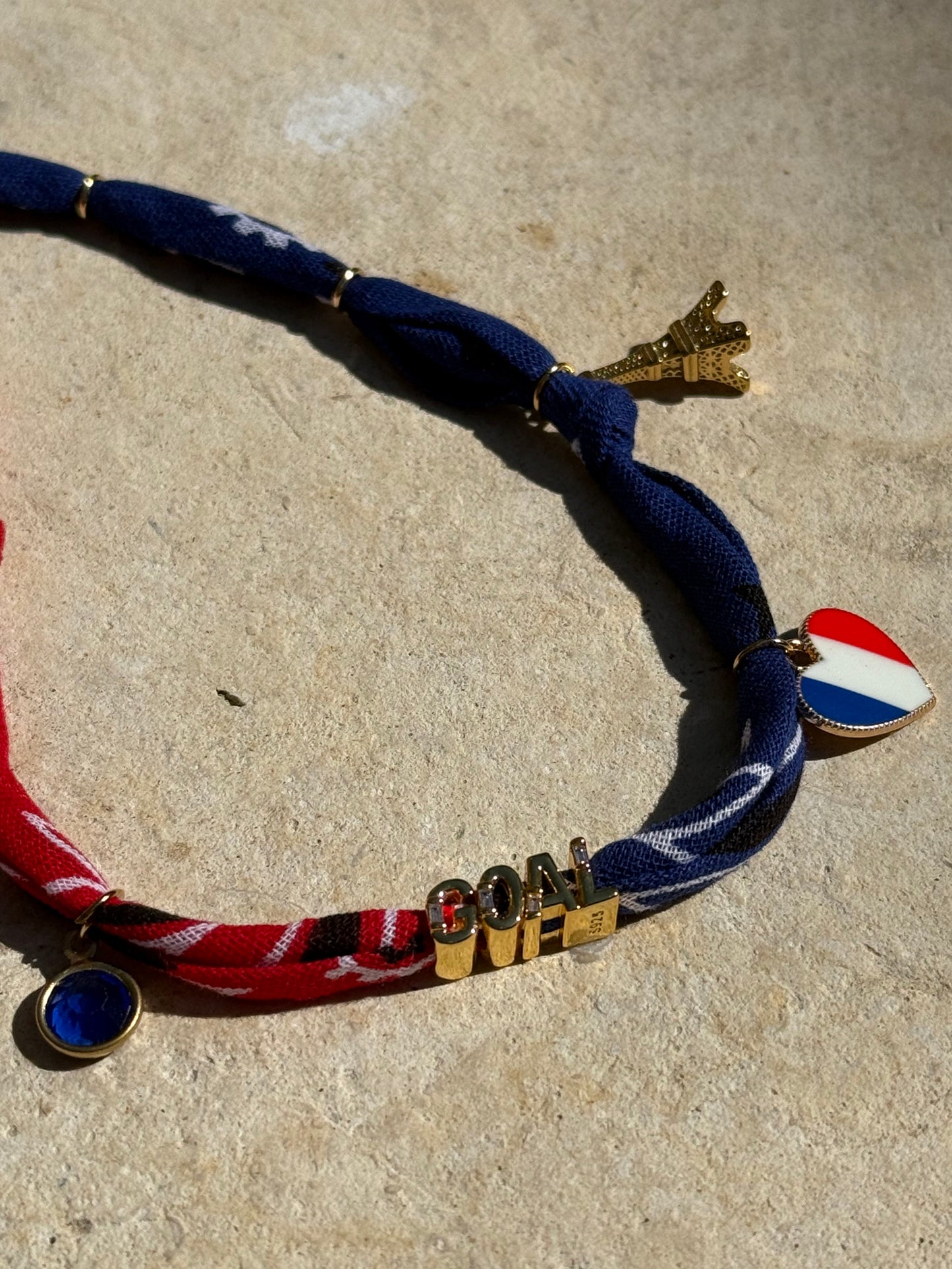 WORLD CUP FRANCE LOVE // Bicolor Handmade Bandana Necklace