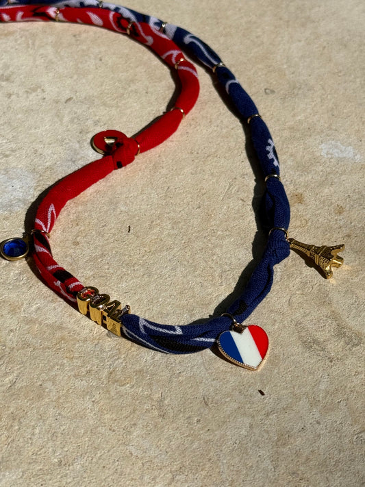 WORLD CUP FRANCE LOVE // Bicolor Handmade Bandana Necklace