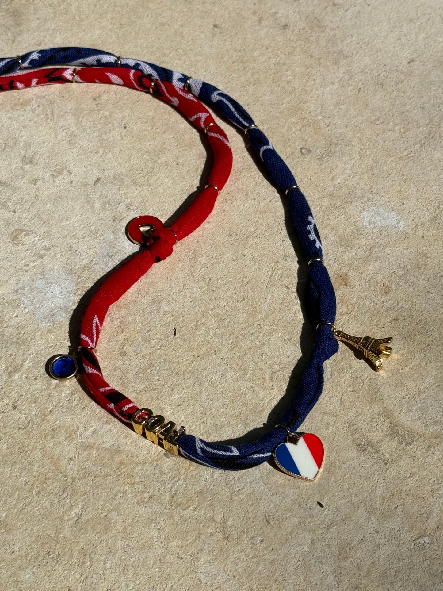 WORLD CUP FRANCE LOVE // Bicolor Handmade Bandana Necklace