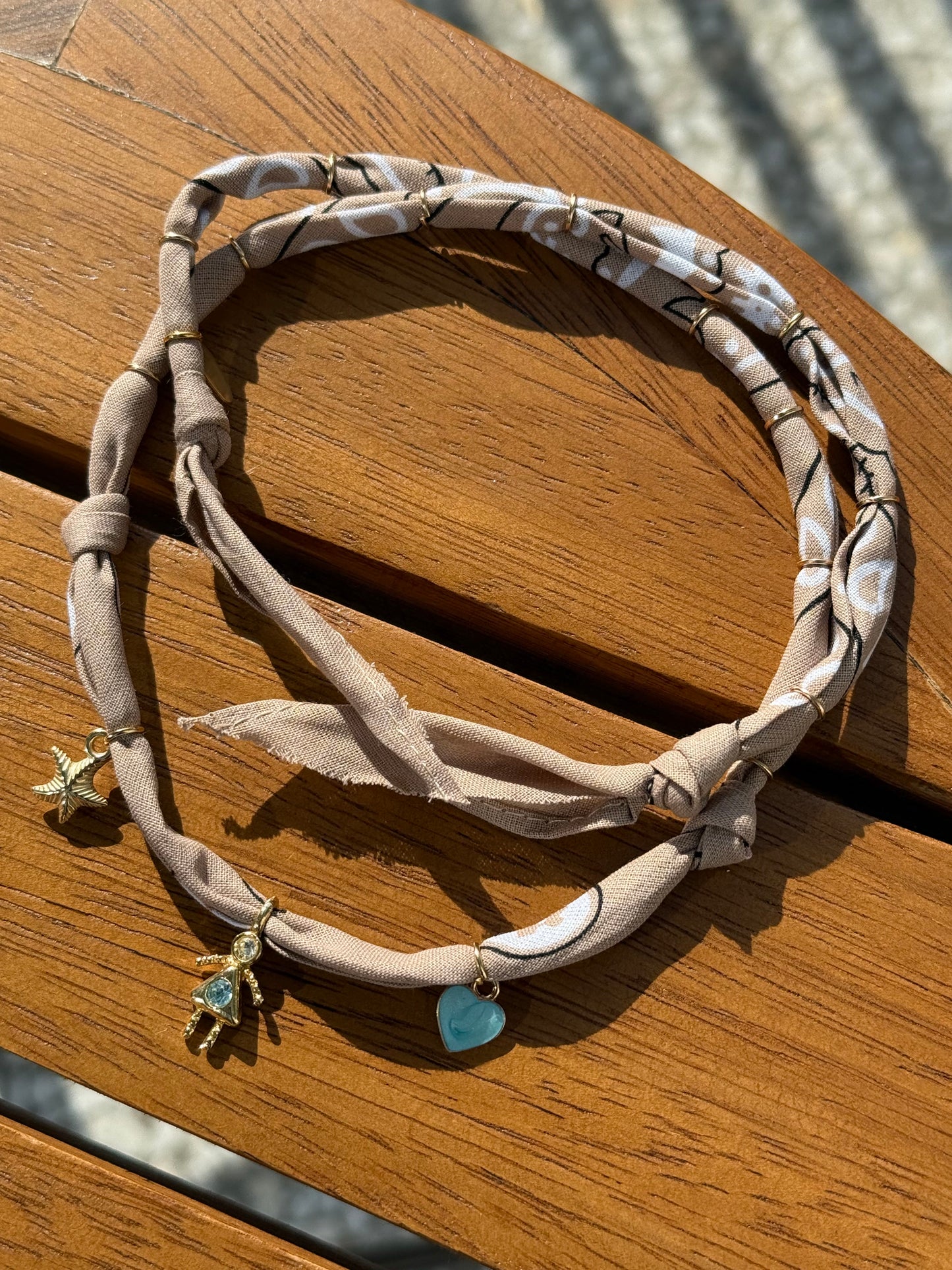 SKY GIRL // Beige Handmade Bandana Necklace