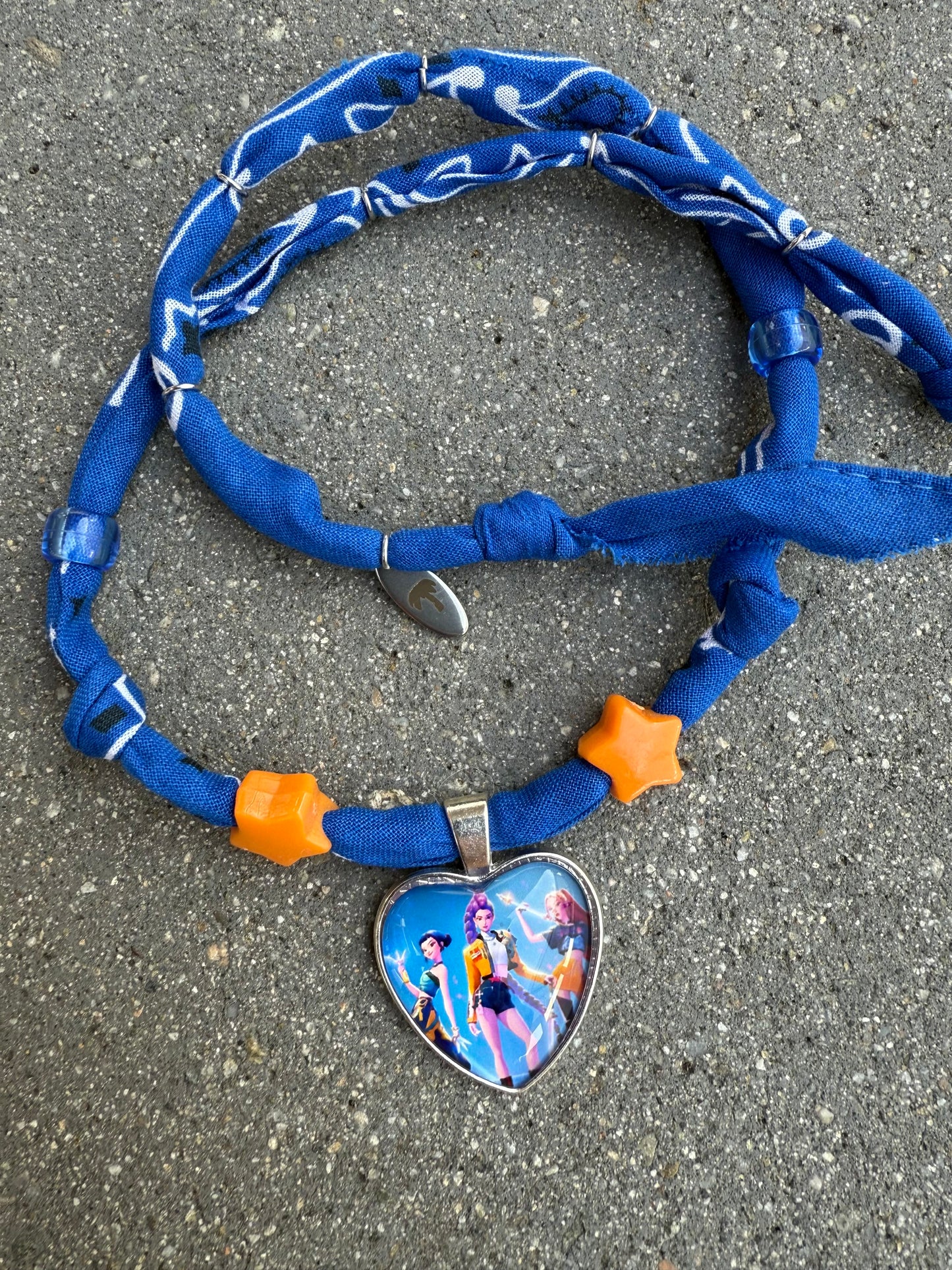 KPOP HEART // Royal Blue Handmade Bandana Necklace