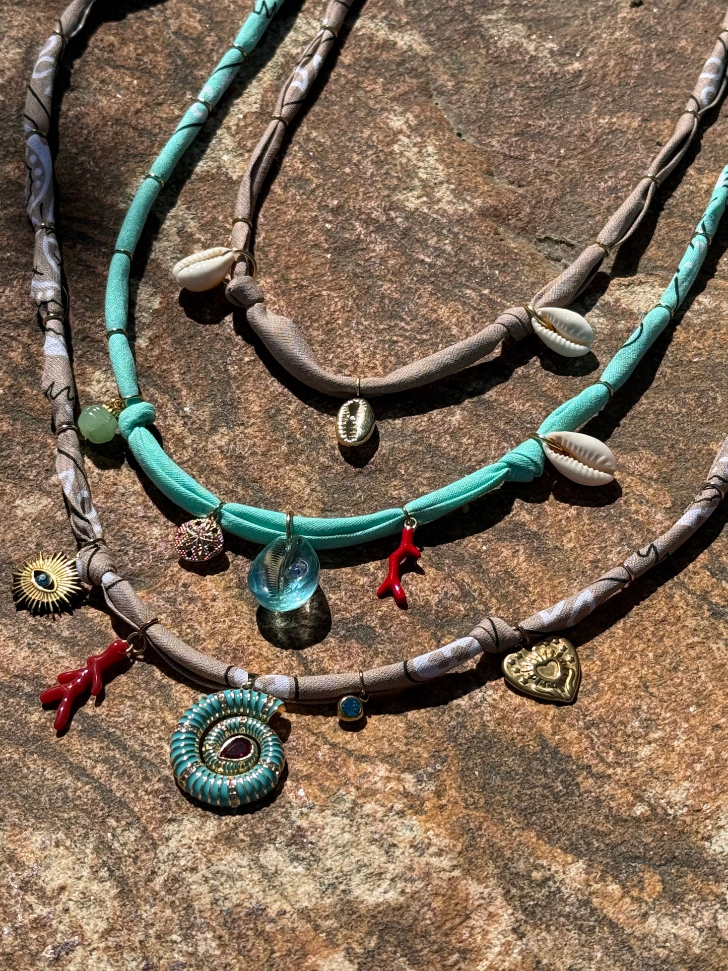 NAUTILUS BLEU // Beige Handmade Bandana Necklace