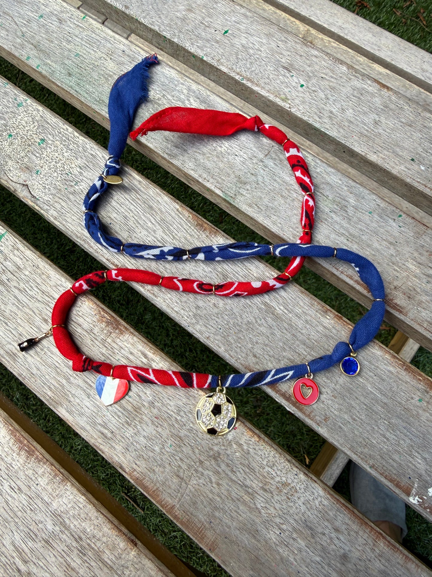 WORLD CUP FRANCE LOVE // Bicolor Handmade Bandana Necklace