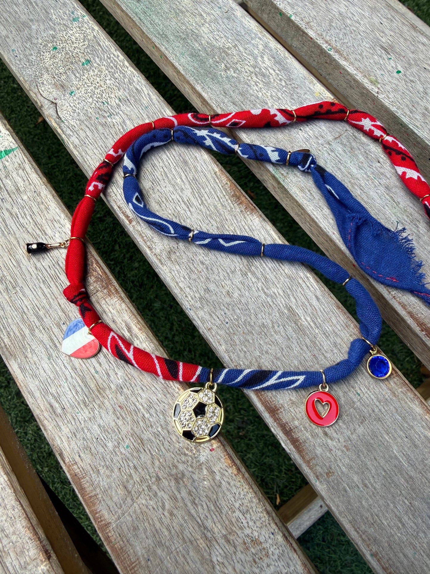 WORLD CUP FRANCE LOVE // Bicolor Handmade Bandana Necklace