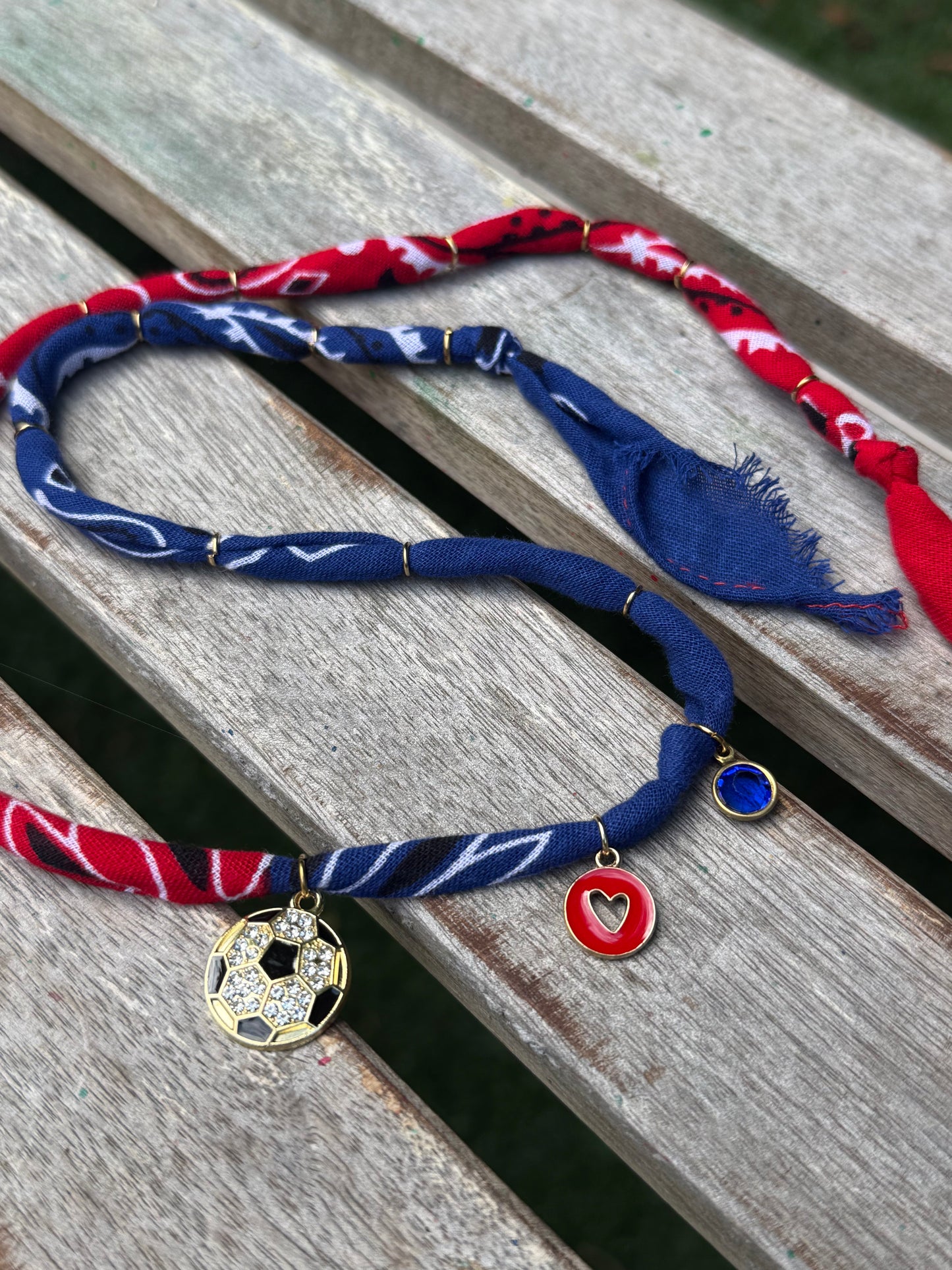 WORLD CUP FRANCE LOVE // Bicolor Handmade Bandana Necklace