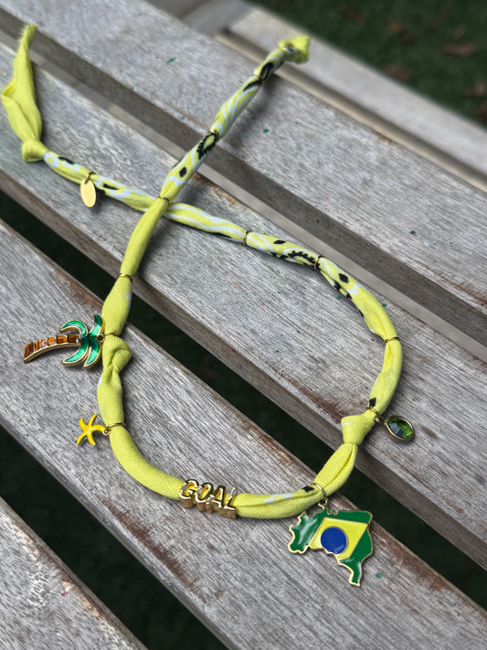 WORLD CUP BRAZIL LOVE // Yellow Handmade Bandana Necklace