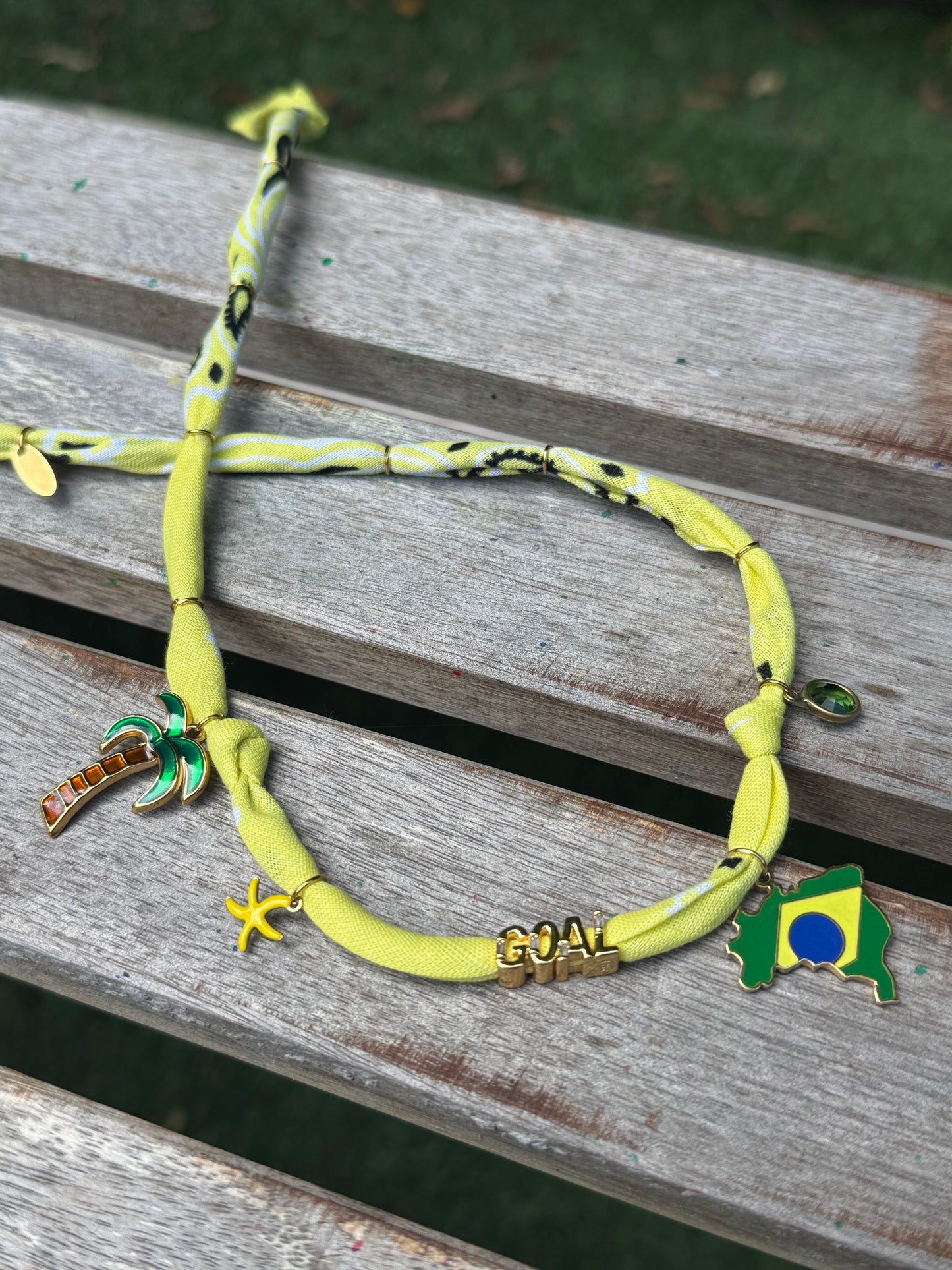 WORLD CUP BRAZIL LOVE // Yellow Handmade Bandana Necklace