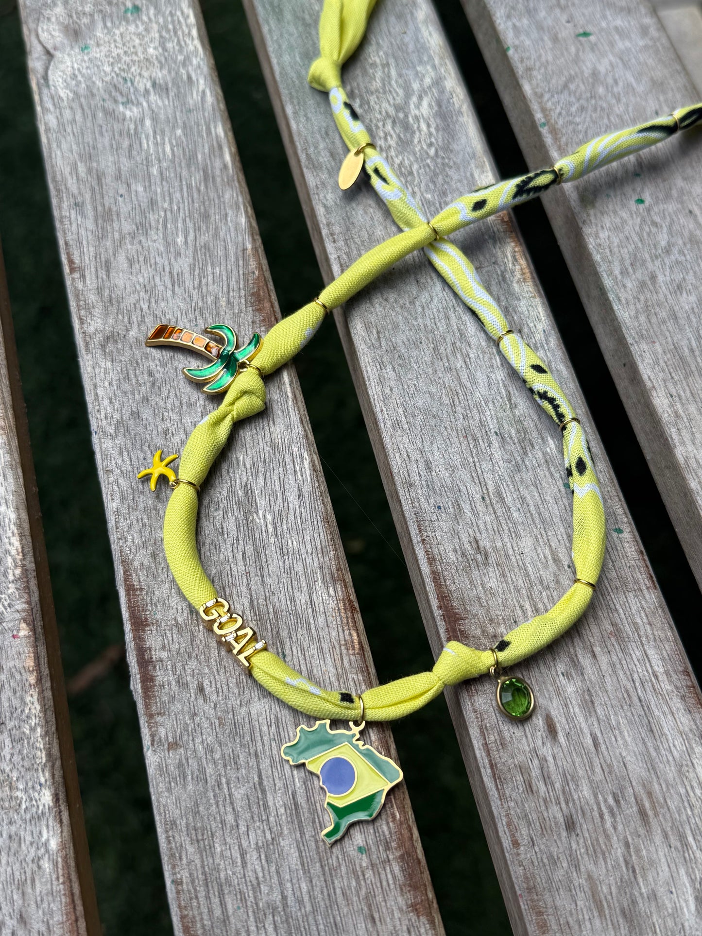 WORLD CUP BRAZIL LOVE // Yellow Handmade Bandana Necklace