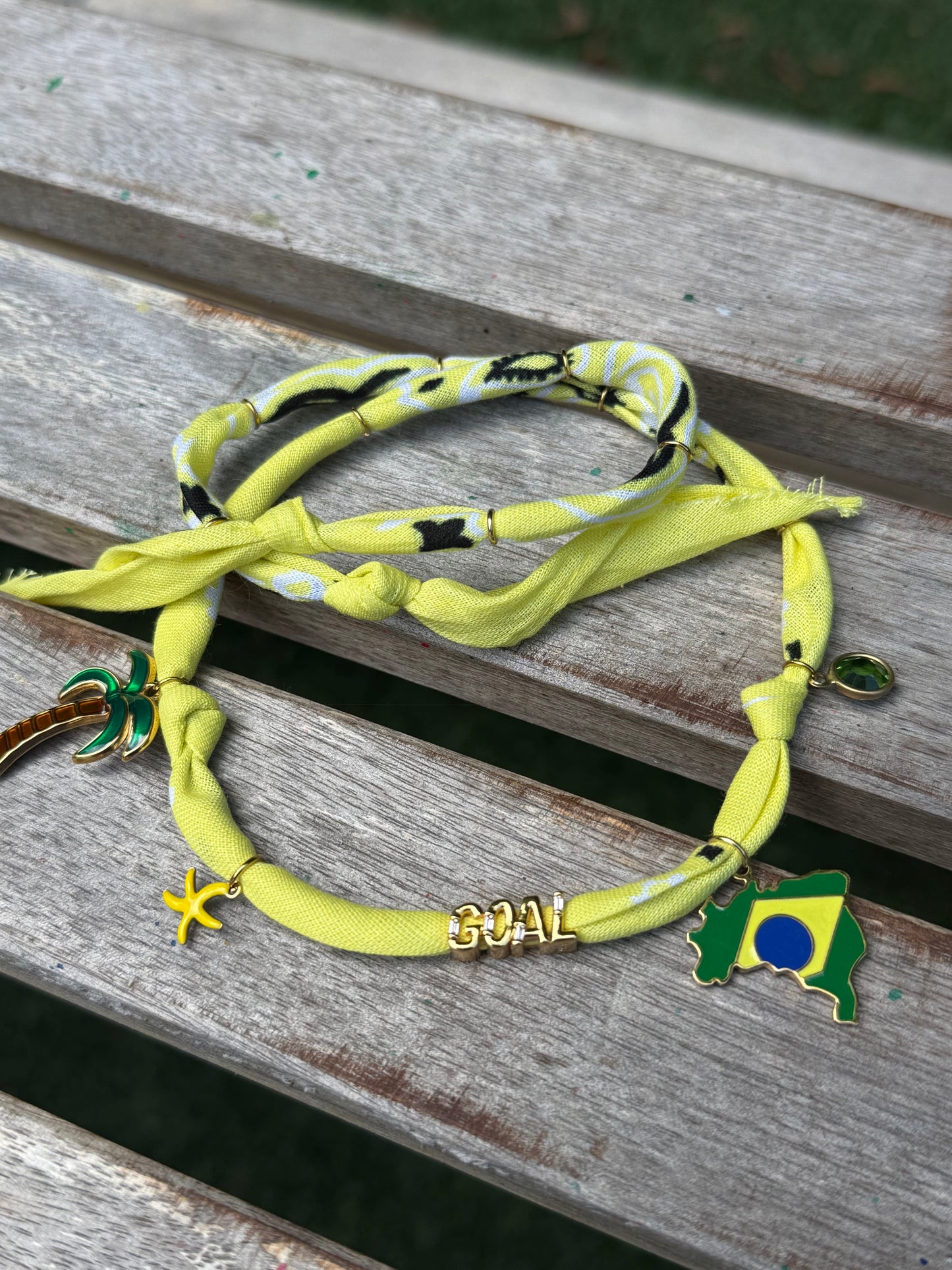 WORLD CUP BRAZIL LOVE // Yellow Handmade Bandana Necklace