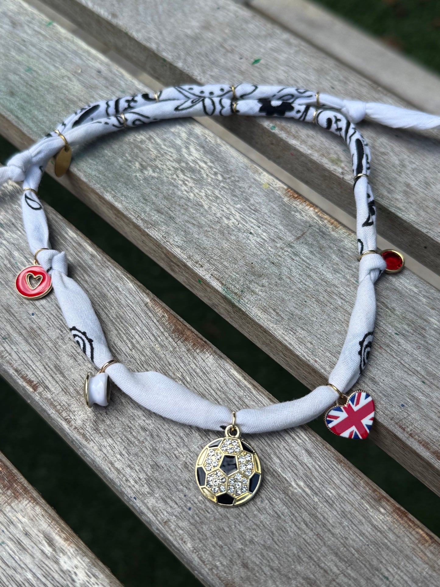 WORLD CUP ENGLAND LOVE // White Handmade Bandana Necklace