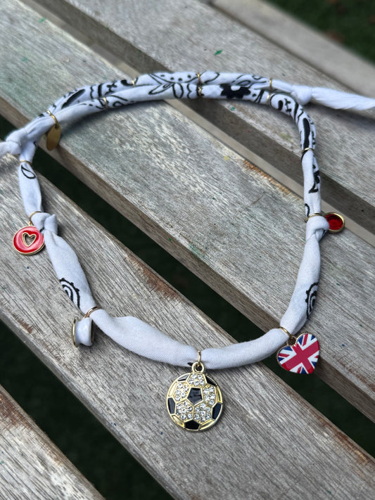 WORLD CUP ENGLAND LOVE // White Handmade Bandana Necklace
