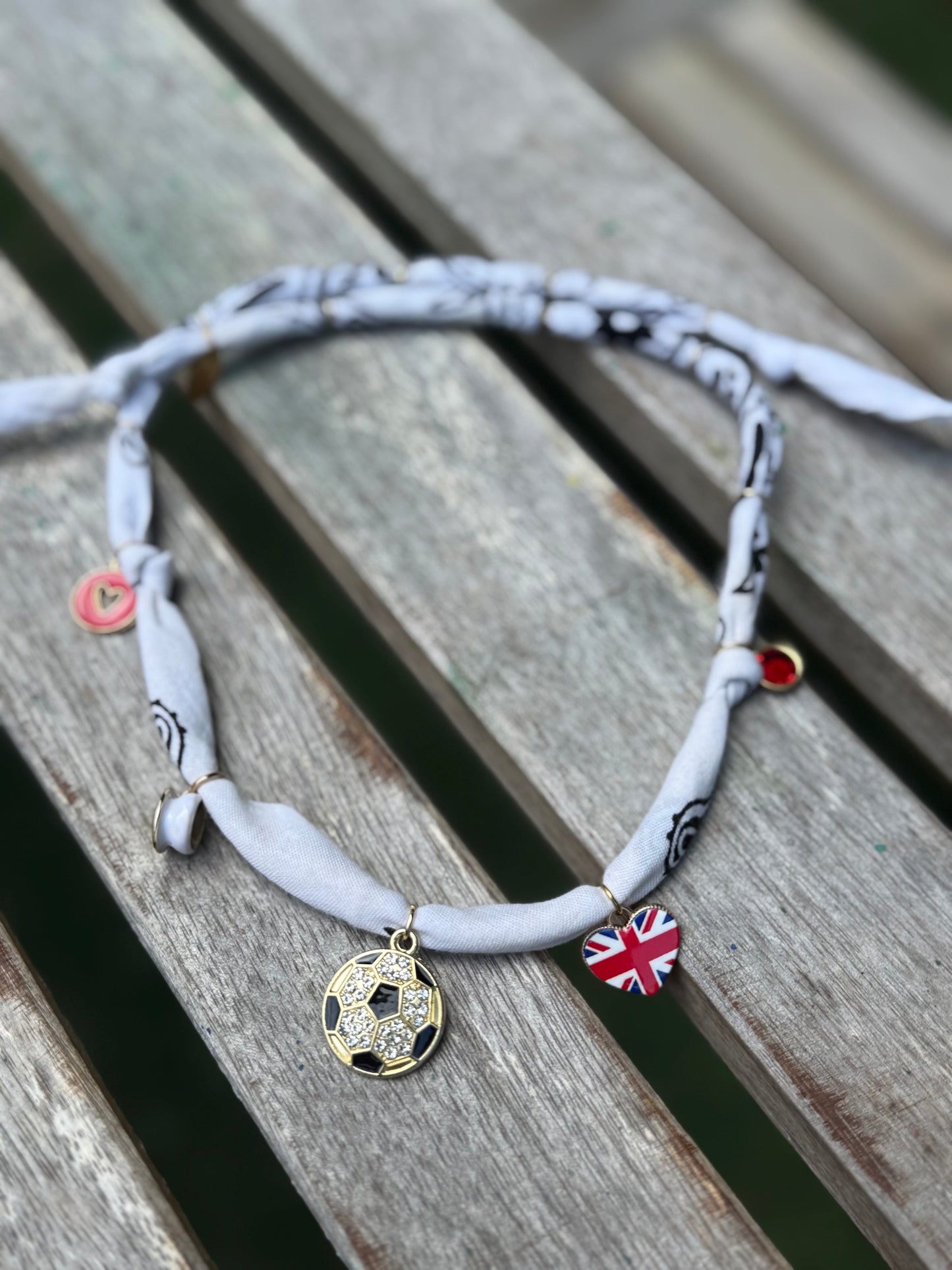 WORLD CUP ENGLAND LOVE // White Handmade Bandana Necklace