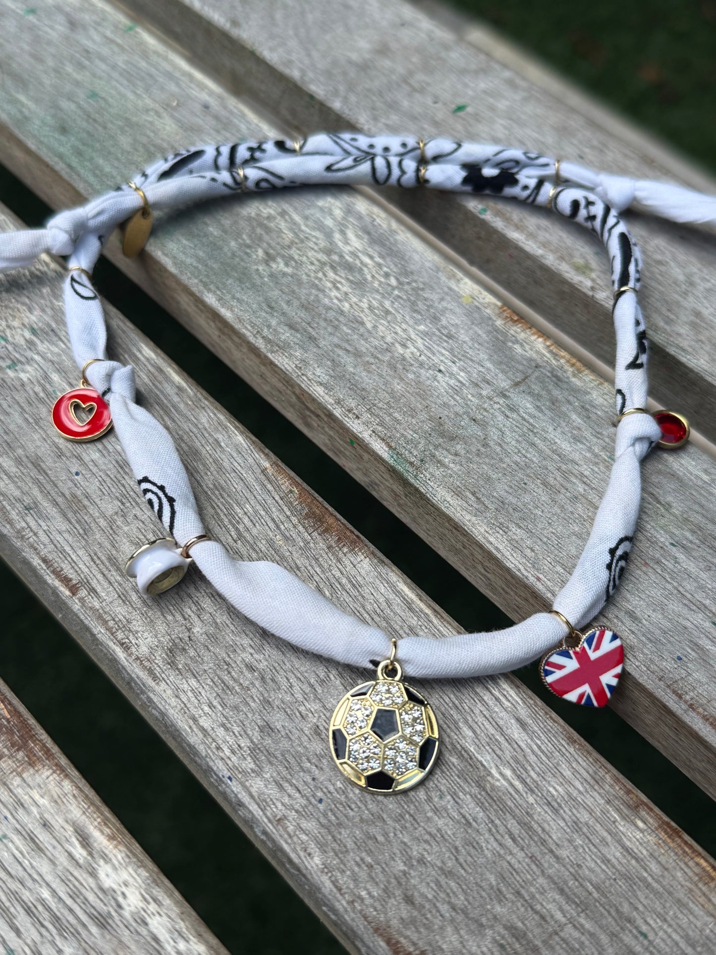 WORLD CUP ENGLAND LOVE // White Handmade Bandana Necklace