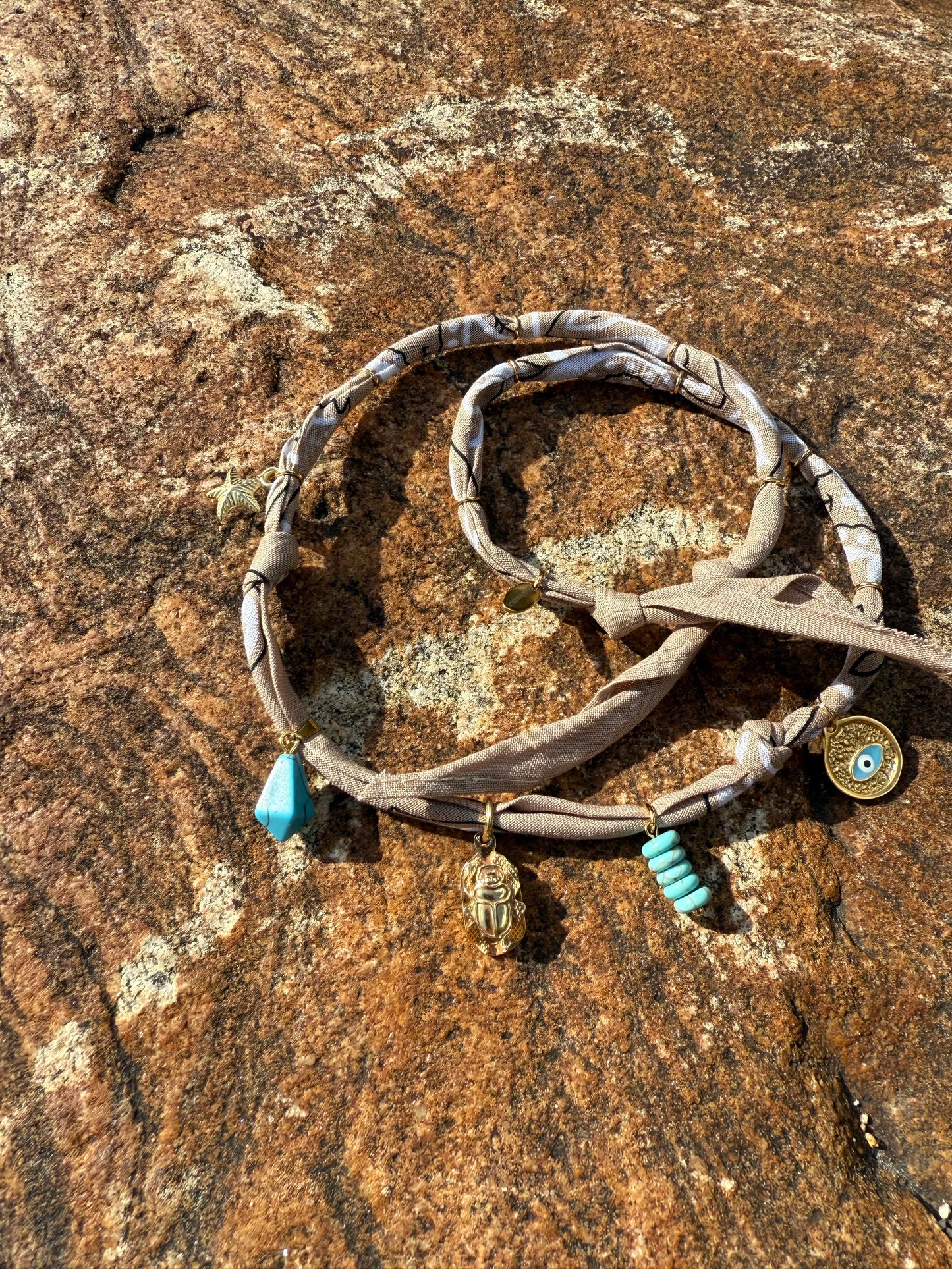 KHEPER // Beige Handmade Bandana Necklace