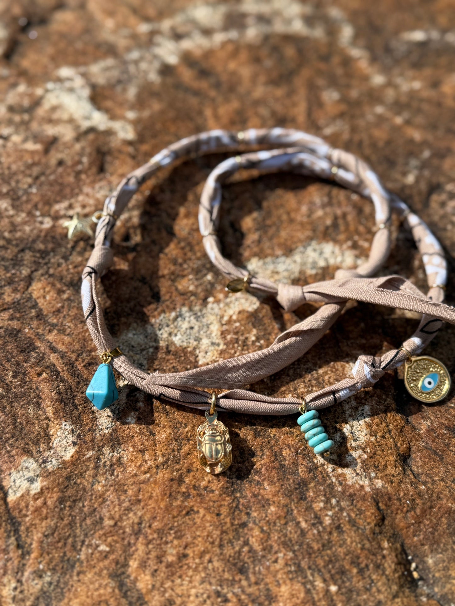 KHEPER // Beige Handmade Bandana Necklace