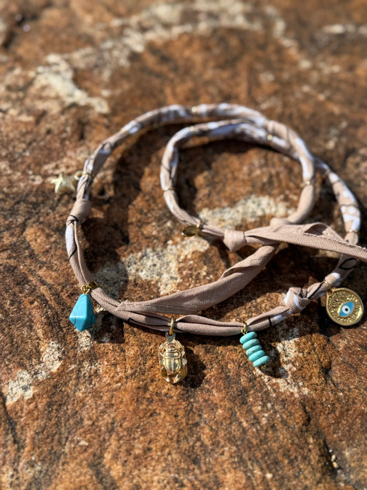 KHEPER // Beige Handmade Bandana Necklace