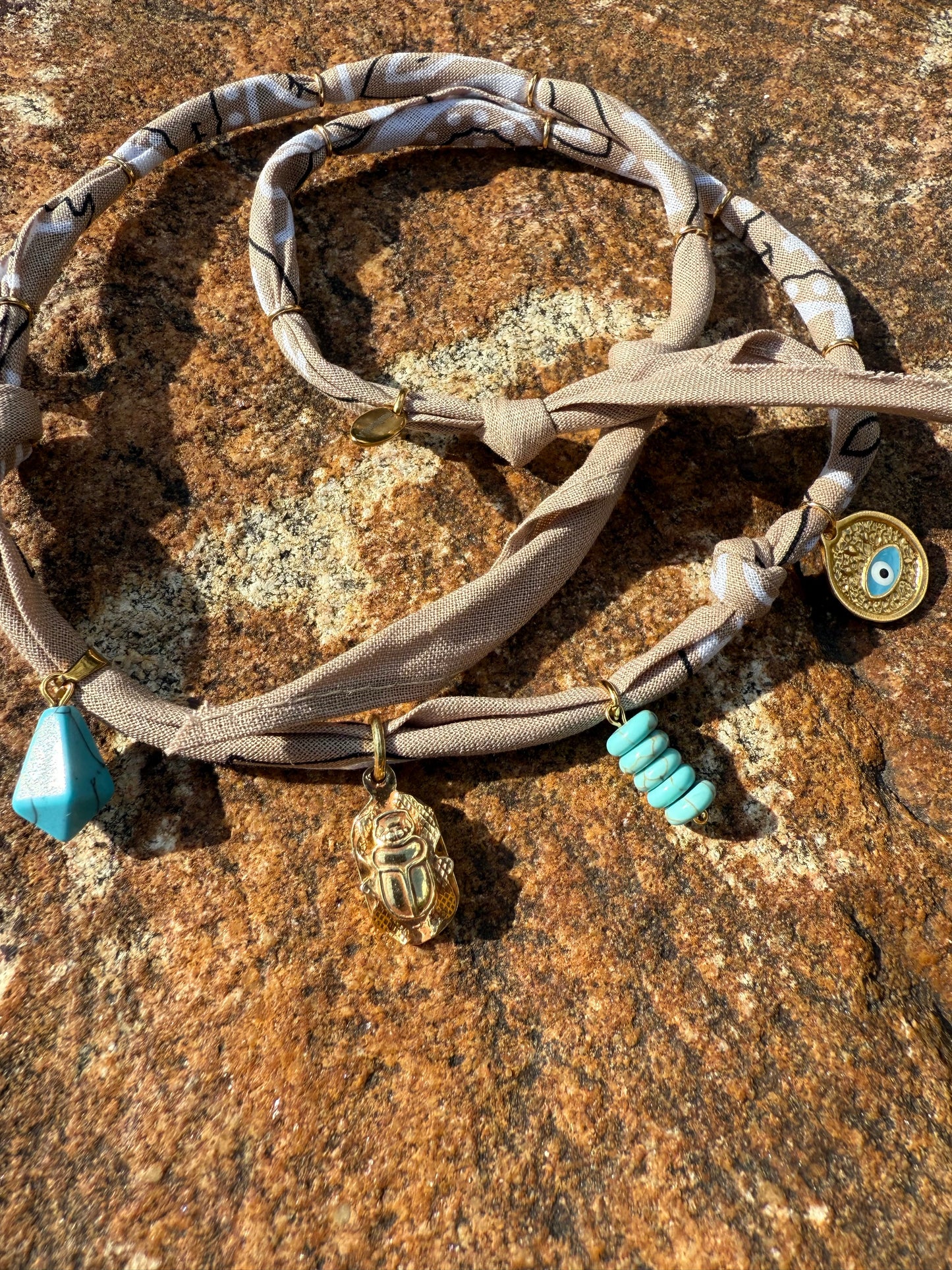 KHEPER // Beige Handmade Bandana Necklace