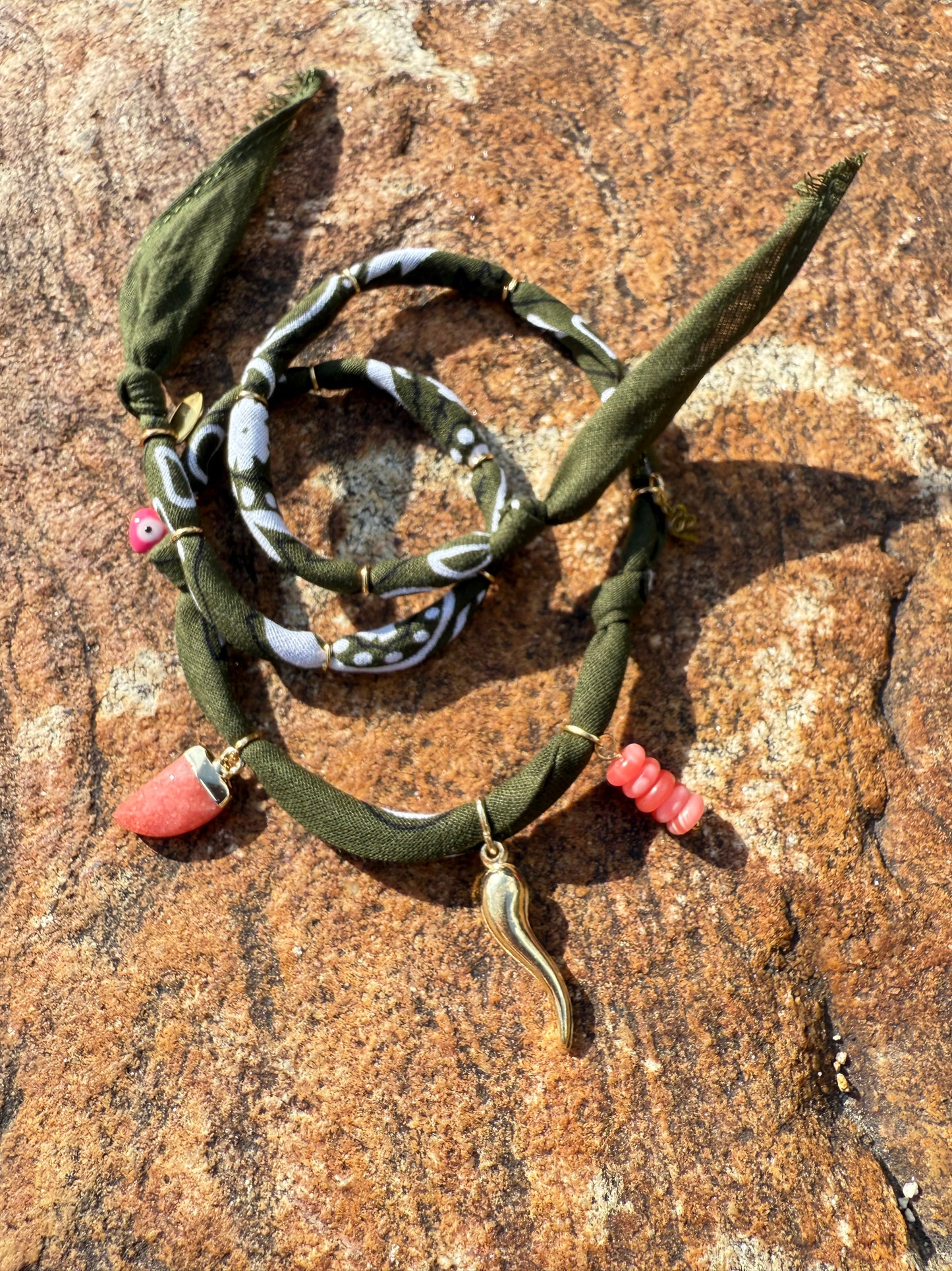 AMUN // Dark Green Handmade Bandana Necklace