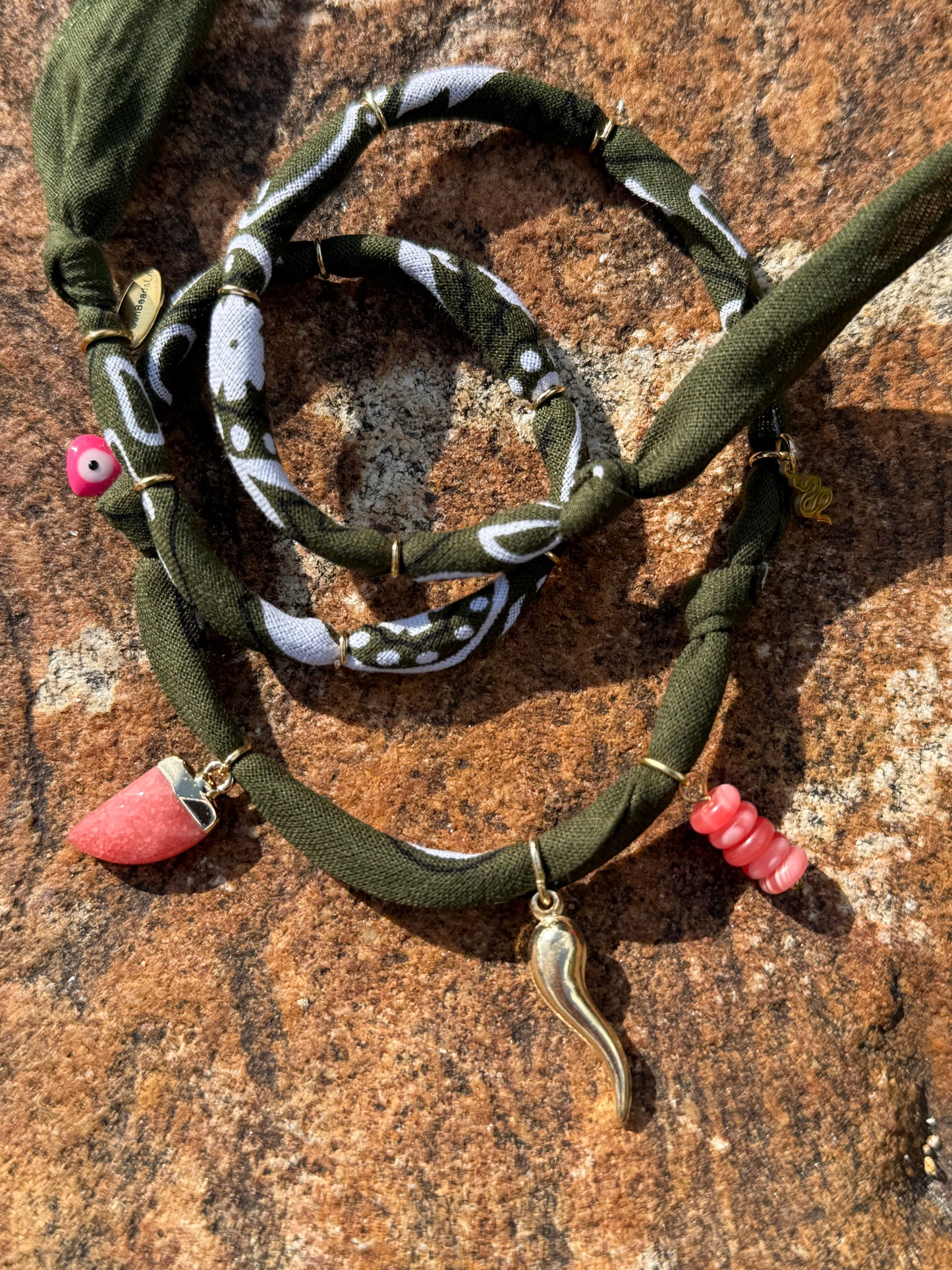 AMUN // Dark Green Handmade Bandana Necklace