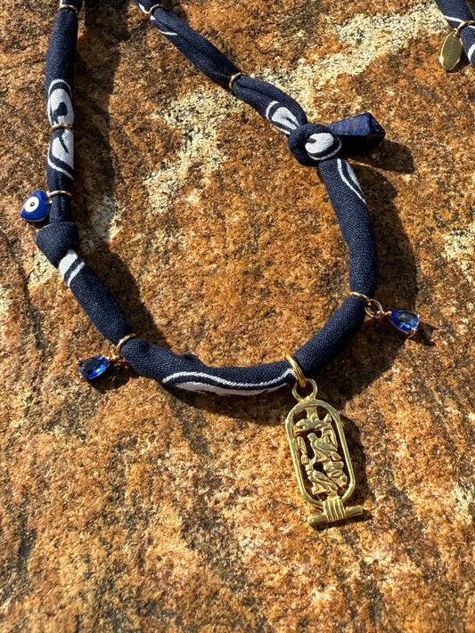 CARTOUCHE // Marin Blue Handmade Bandana Necklace