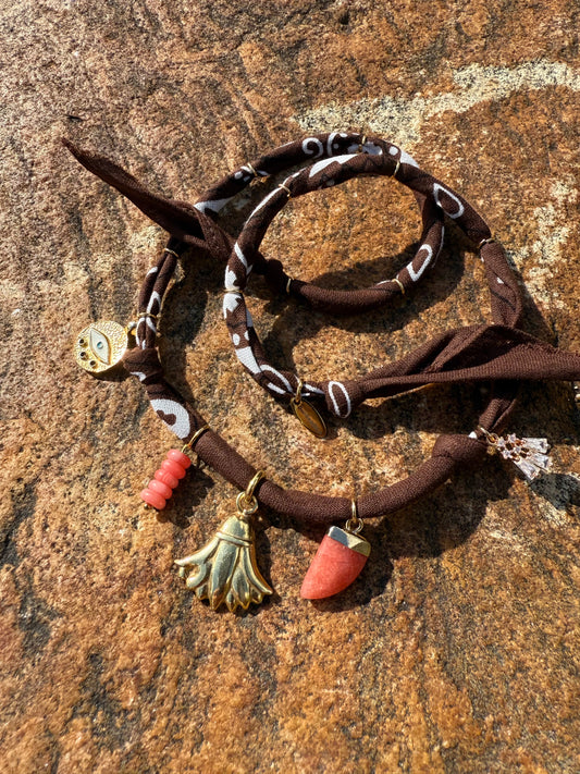 SESHEN // Brown Handmade Bandana Necklace