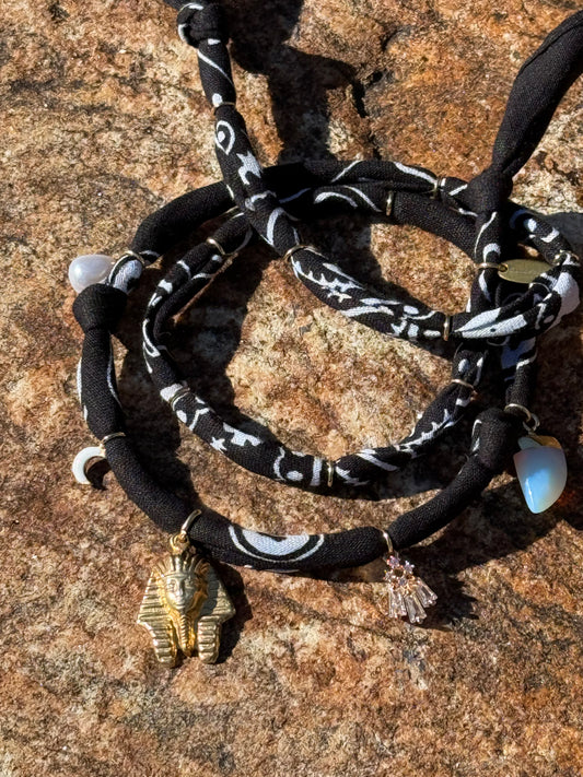 HATSHEPSUT // Black Handmade Bandana Necklace