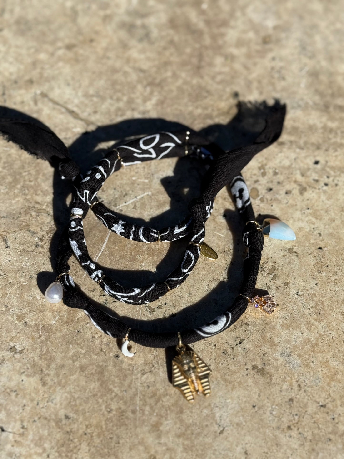 HATSHEPSUT // Black Handmade Bandana Necklace