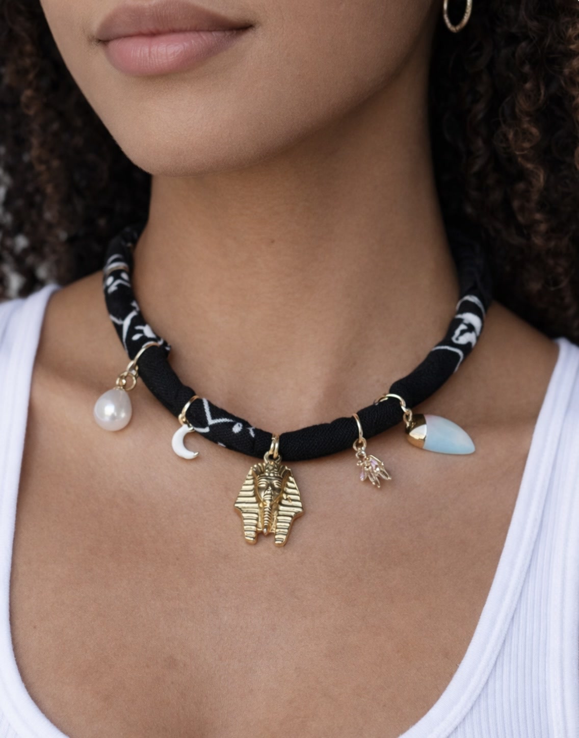 HATSHEPSUT // Black Handmade Bandana Necklace