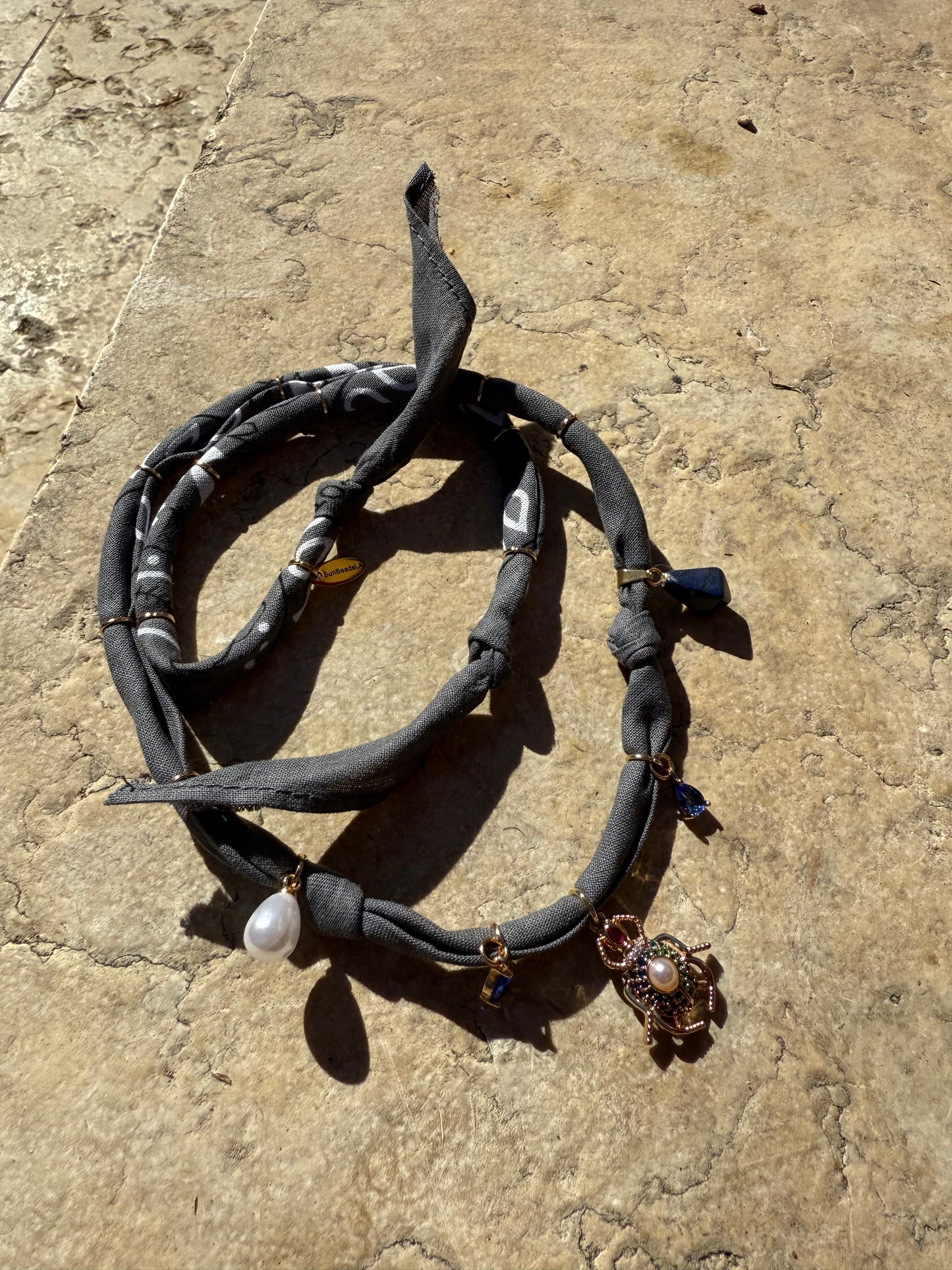 ROYAL KHEPER // Grey Handmade Bandana Necklace