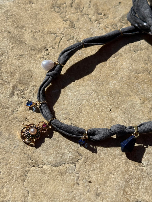 ROYAL KHEPER // Grey Handmade Bandana Necklace