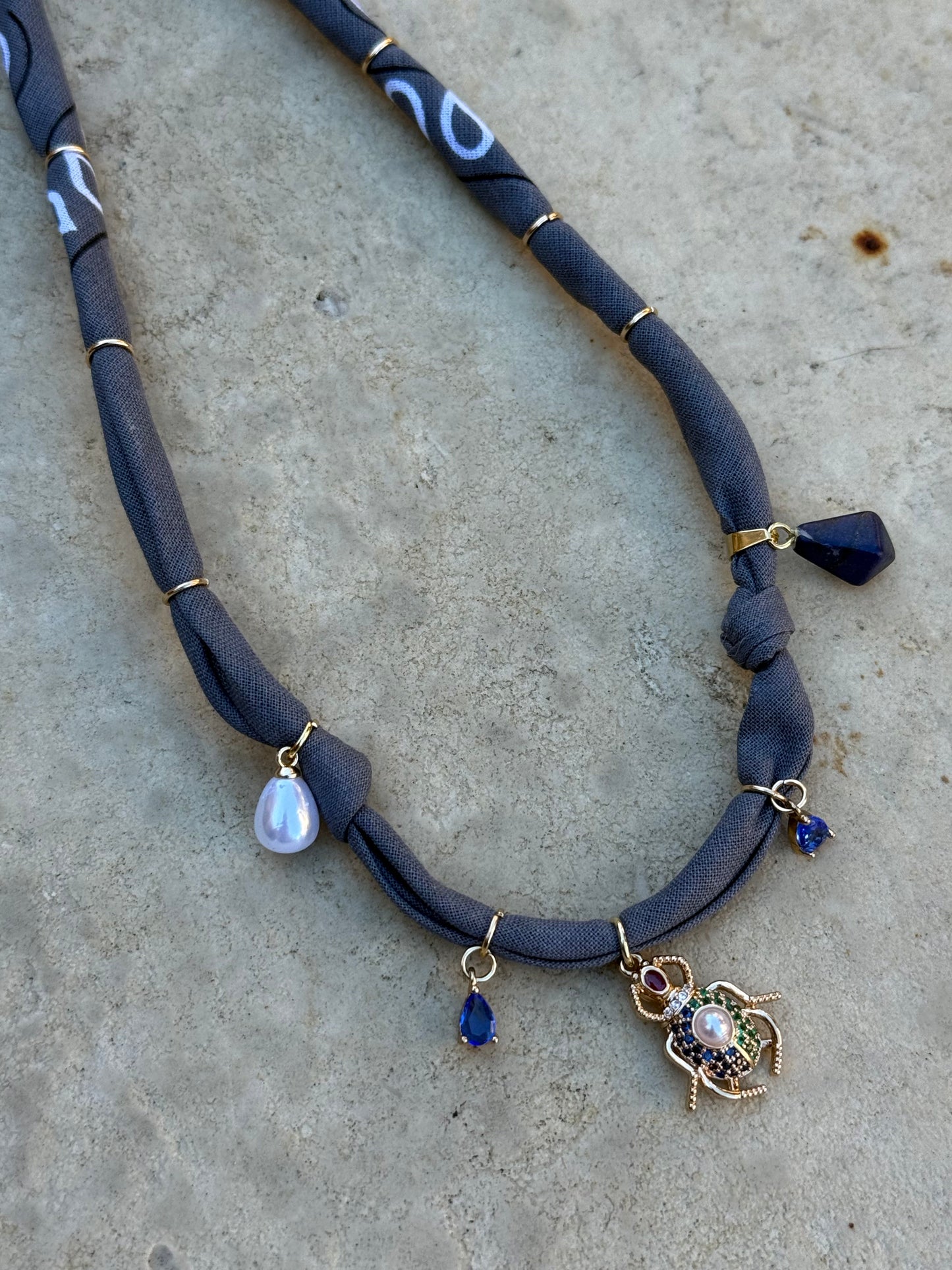 ROYAL KHEPER // Grey Handmade Bandana Necklace