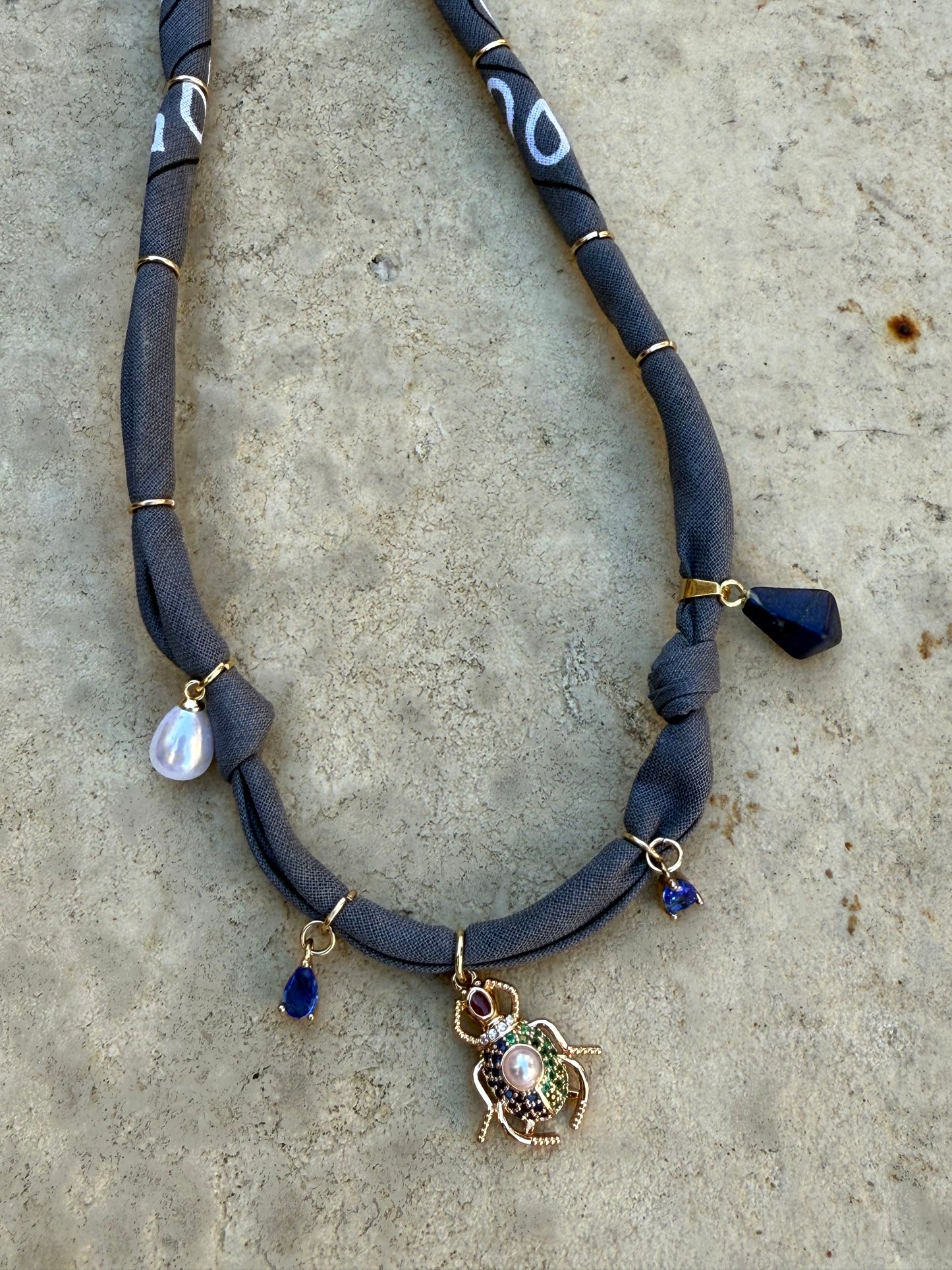 ROYAL KHEPER // Grey Handmade Bandana Necklace