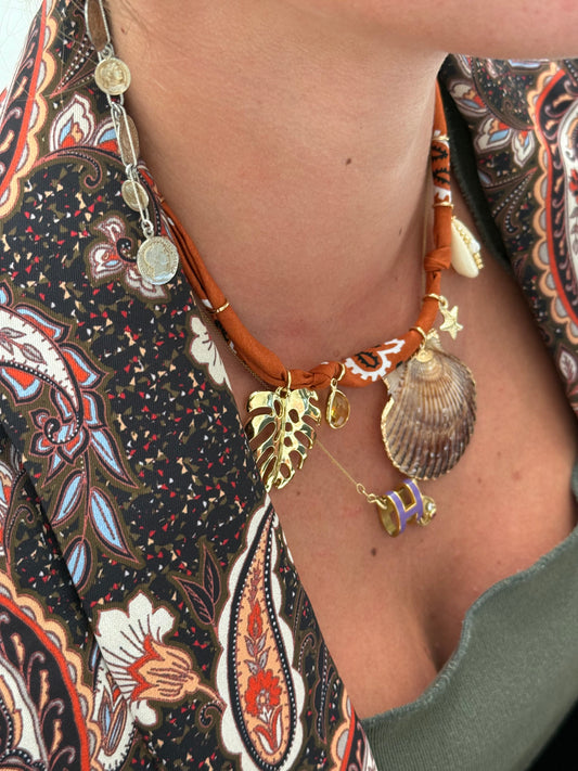 CANNELLE // Toasted Brown Handmade Bandana Necklace