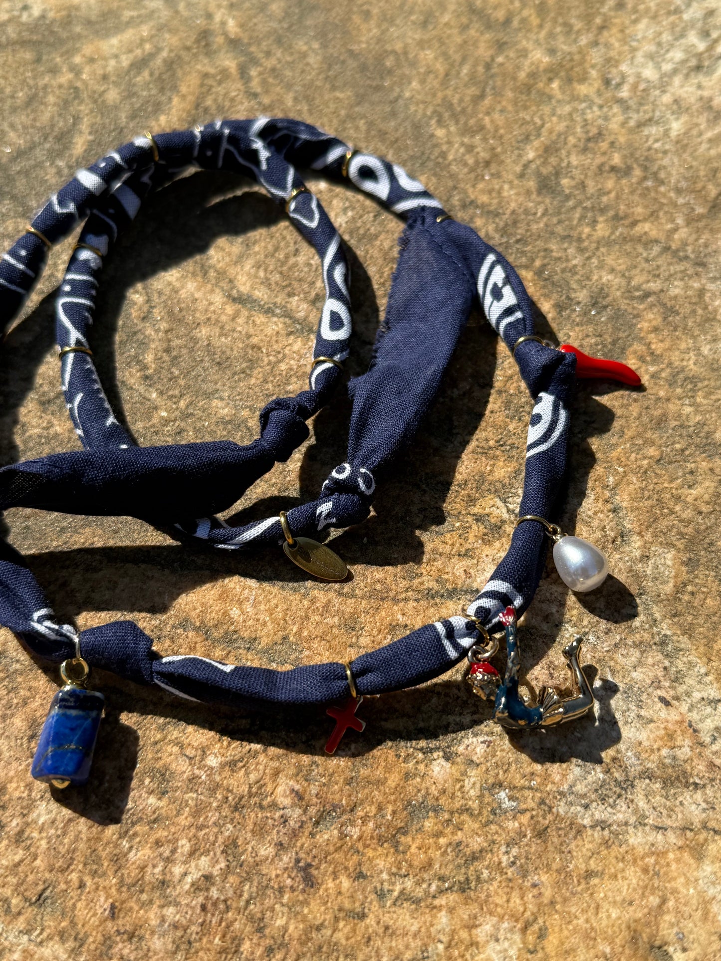 SIMONE BILES // Marine Blue Handmade Bandana Necklace