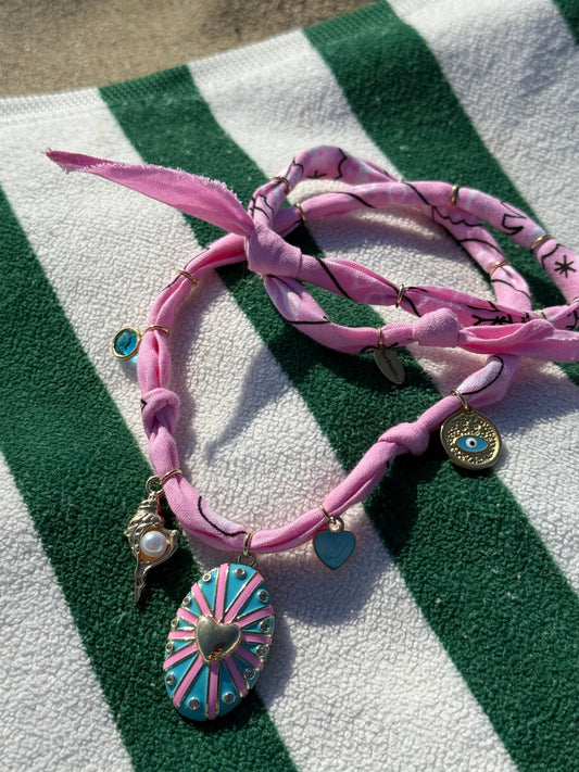 MANHATTAN BEACH DREAM // Light Pink Handmade Bandana Necklace